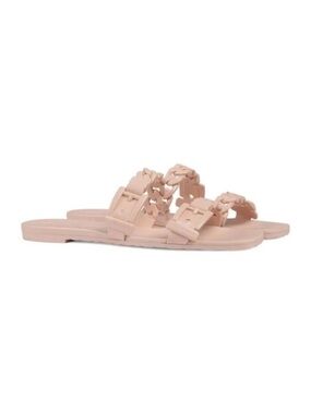 Gucci Teena Chain Link Rubber Slides Blush Pink Flat Sandals 39